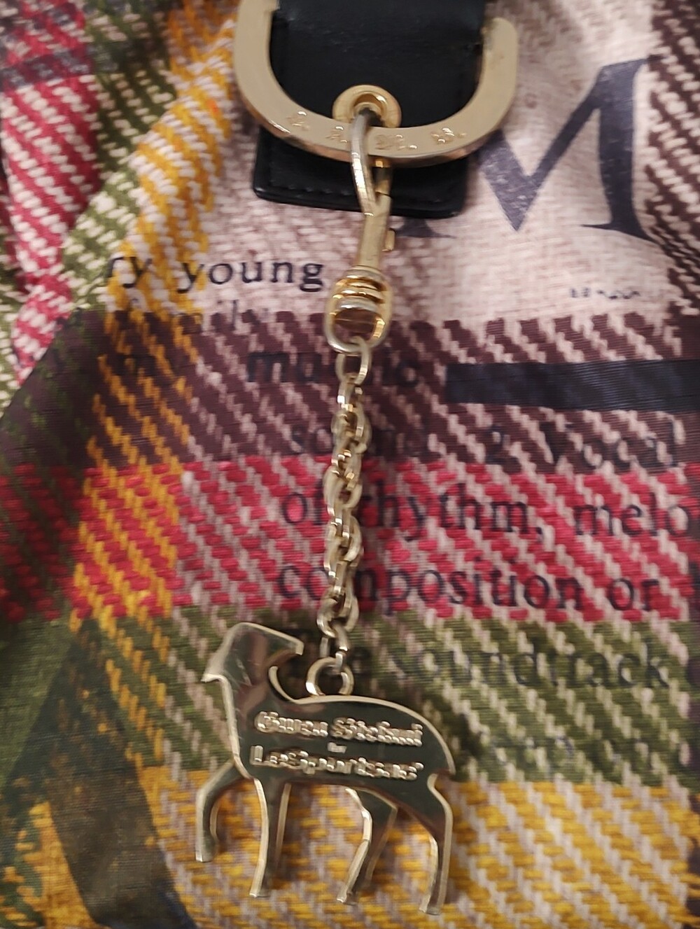 Plaid Multicolor Tote Bag with Gold Accents L.a.m.b - Picture 14 of 14